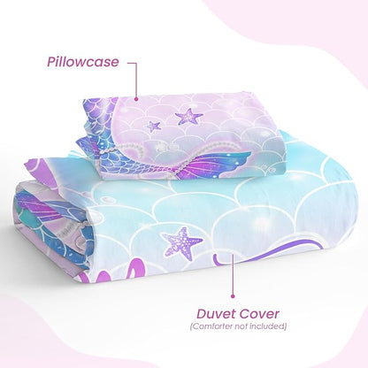 SANDJEST Mermaid Duvet Cover Sets Twin Size - Image 4