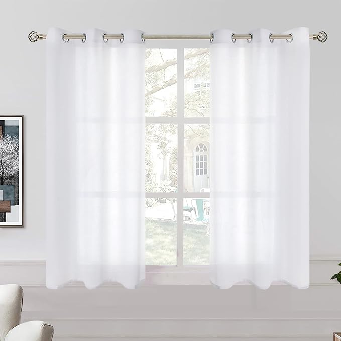 BGment Natural Linen Sheer Curtains 45 Inch Length by BGment