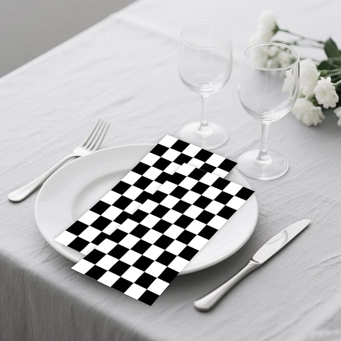 100 PCS Race Car Paper Napkin, Disposable Checkered Flag Bathroom Guest Hand - Image 6