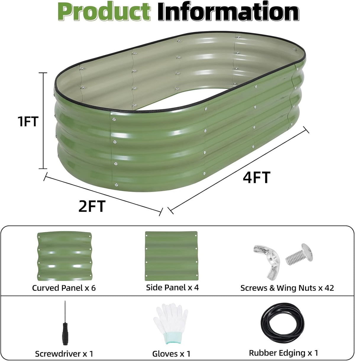 g good gain 2pcs raised garden beds galvanized, package contents