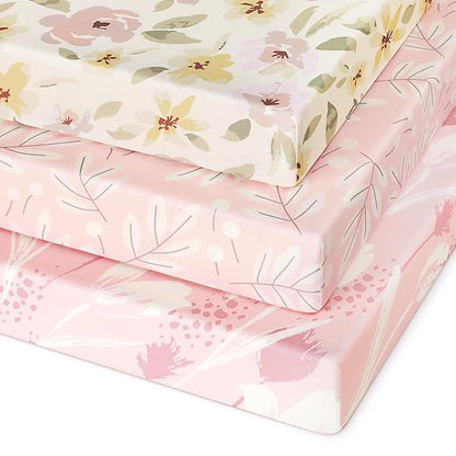 Pack and Play Sheets Fitted 3 Pack, Mini Crib Sheets by Unnivoll