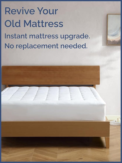 Mattress Pad Cal King Size – Quilted Fitted Mattress Protector – Cotton Pillow - Image 6