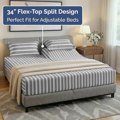 Split Head King Sheet Set – 4 Piece Flex Split Top King Sheets - Image 3