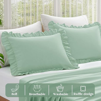 KKJIAF Ruffle Pillow Cases King Size Set of 2, Ruffled Pillow Covers - Image 4