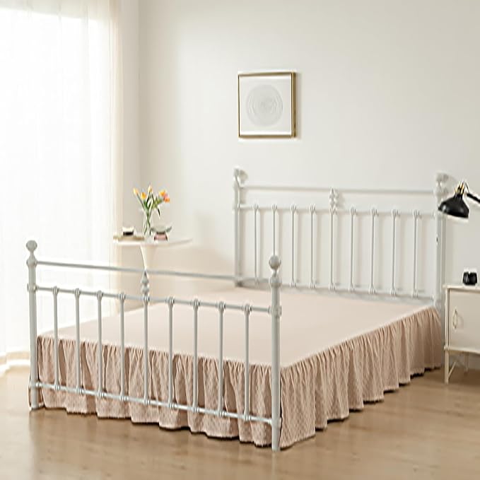 Tufted Dot Bed Skirt Queen Size Ruffled Bed Skirt - Image 7
