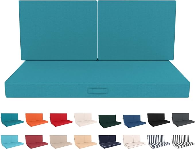 Outdoor Loveseat Cushion Set 46 x 26 Inch, Waterproof & Fade-Resistant Deep by Vulacko