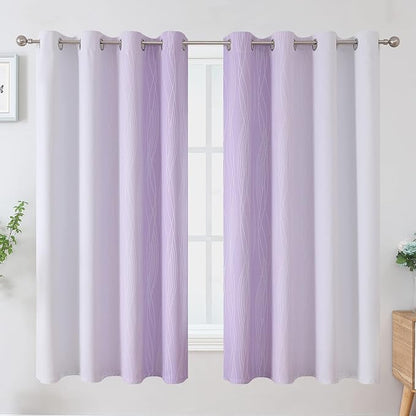 Estelar Textiler Lilac and Greyish White Blackout Curtains 63 Inch Length 2 - Image 2