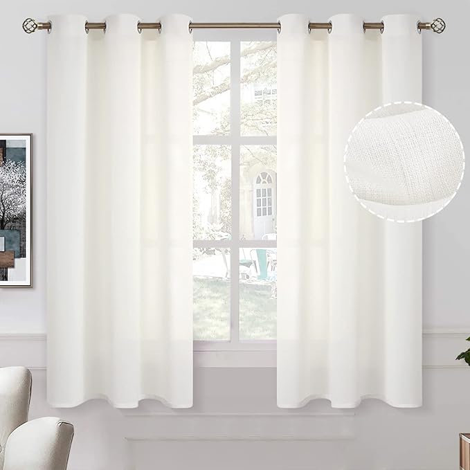 BGment Cream Semi Sheer Curtains 63 inch Length by BGment