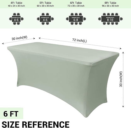 Obstal 2PC Sage Green Tablecloth - 6ft Rectangle Spandex Table Cover - Image 4