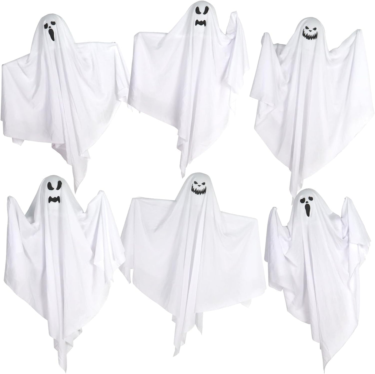 6 Pack Halloween Hanging Tree Ghosts, 27.6 Inch Flying Ghost Decorations