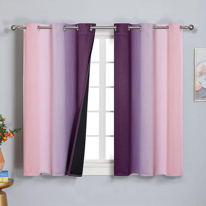 Estelar Textiler Pink and Purple Blackout Curtains 54 Inch Length, Light - Image 2