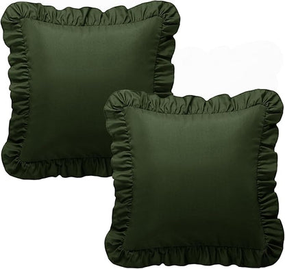 KKJIAF Ruffle Pillow Cases 18x18 Inches, Olive Green Square Ruffled Pillow - Image 8