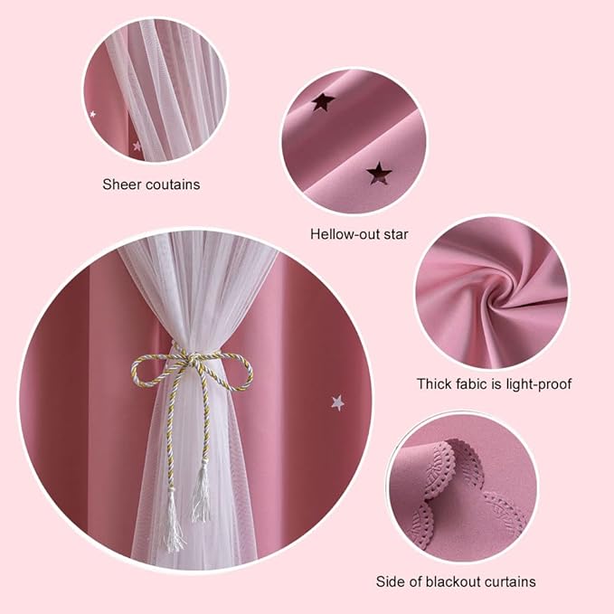 FANLI 2 Panels Star Blackout Curtains - Image 3