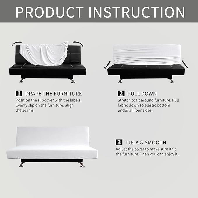 Easy-Going Stretch Futon Slipcover Armless Futon Bed Cover Furniture Protector - Image 6