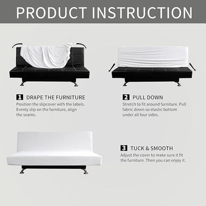 Easy-Going Stretch Futon Slipcover Armless Futon Bed Cover Furniture Protector - Image 6
