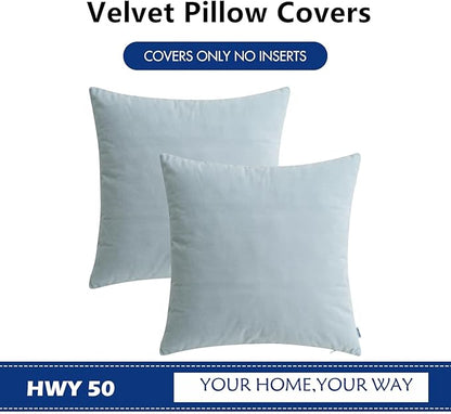 HWY 50 Baby Blue Velvet Throw Pillow Covers 18x18 Inch - Image 6