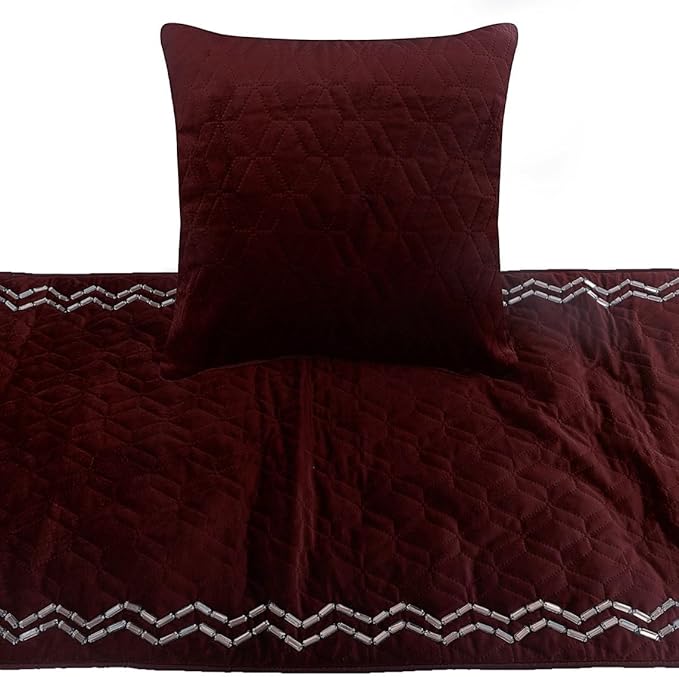 The HomeCentric King Queen Twin Deep Wine Designer Twin 53"x18" Bed Runner - Image 2