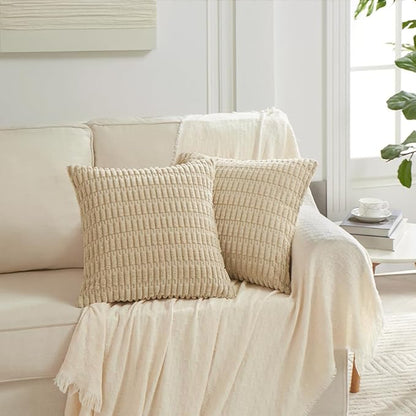 Fancy Homi 4 Packs Tan Decorative Throw Pillow Covers 18x18 Inch - Image 6