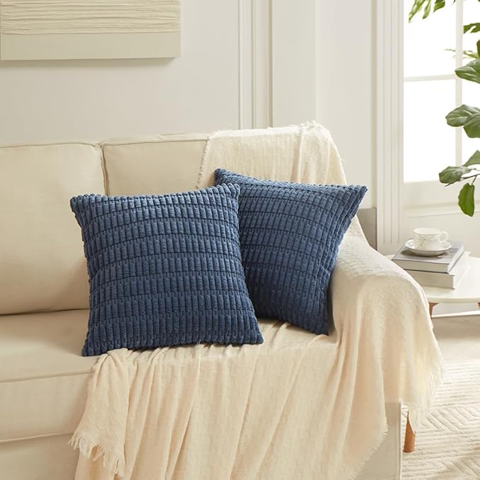Fancy Homi 4 Packs Dusty Blue Decorative Throw Pillow Covers 12x12 Inch - Image 6