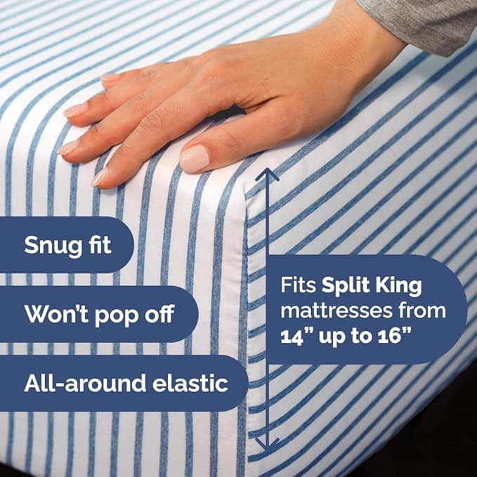 Split Head King Sheet Set – 4 Piece Flex Split Top King Sheets - Image 4