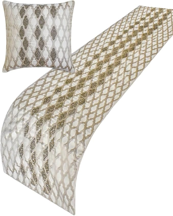 The HomeCentric King/Queen/Twin Ivory Luxury CA King 86"x18" Bed Runner - Image 4