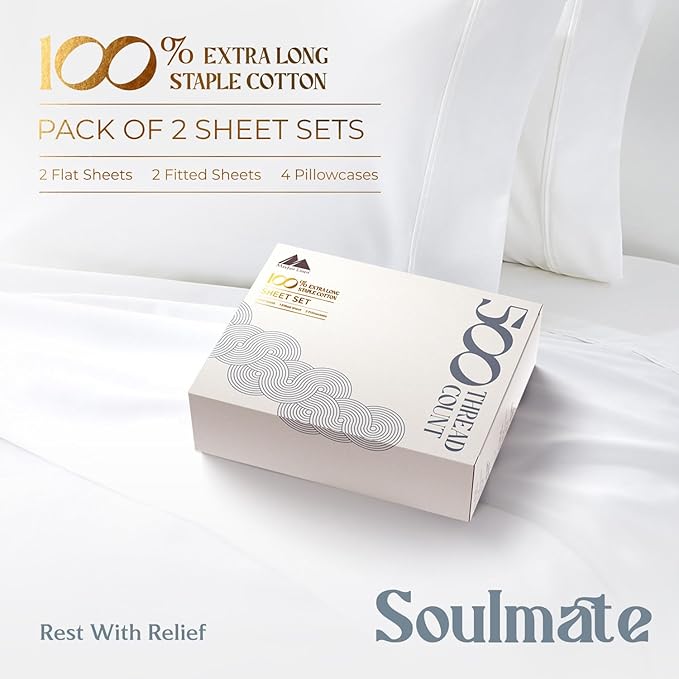 Mayfair Linen 100% Egyptian Cotton 2 Pack Full Sheet Set - Image 4