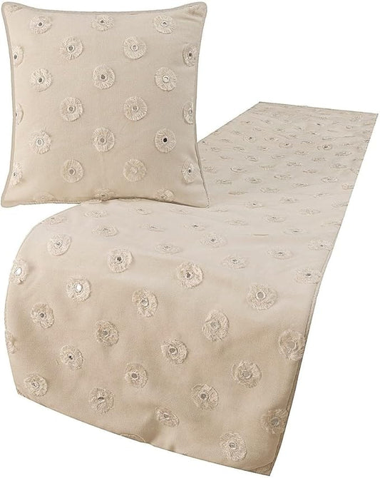 The HomeCentric King Queen Twin White Decorative King 90"x18" Bed Runner by TheHomeCentric