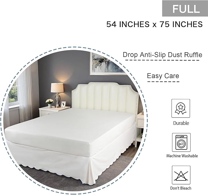 HIG Off-White Chic Full Bed Skirt - Image 2