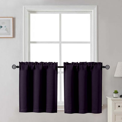 Gwine 24 Inch Length Kitchen Curtains Sets, Light Filtering Half Window Short by Gwine