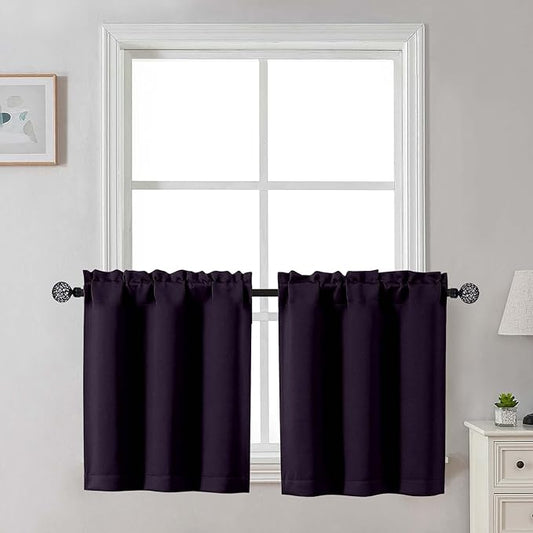 Gwine 24 Inch Length Kitchen Curtains Sets, Light Filtering Half Window Short by Gwine