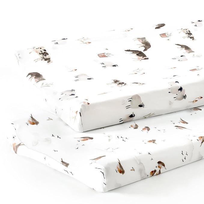 GRSSDER Stretch Ultra Soft Jersey Knit Changing Pad Cover Set 2 Pack, Change by BUYNOW