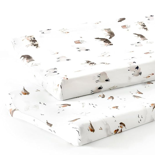 GRSSDER Stretch Ultra Soft Jersey Knit Changing Pad Cover Set 2 Pack, Change by BUYNOW