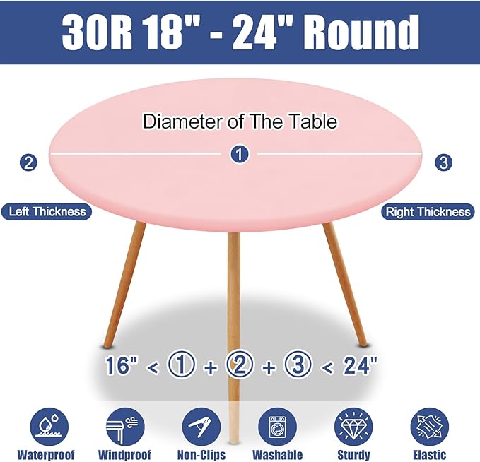 Round Spandex Tablecloth, Elastic Fitted Waterproof Tablecloths - Image 8