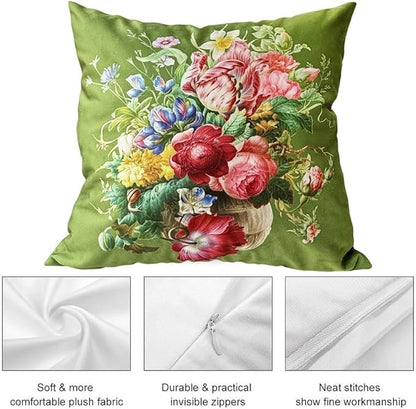 Vintage Dutch-Style Floral Still Life Throw Pillow Cover, 18x18 Inch - Image 4