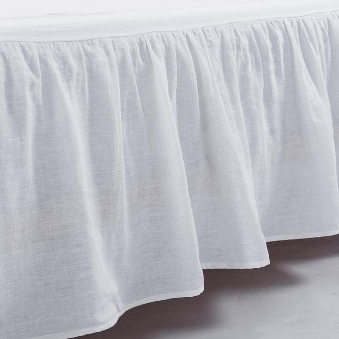 meadow park Washed French Linen Bed Skirt, Dust Ruffle, Queen Size 60" W x 80" L by meadowpark