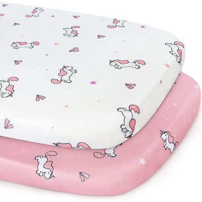 Bassinet Sheets 2 Pack, Stretchy Bassinet Sheet, Bassinet Sheets by SpringspiritBedding