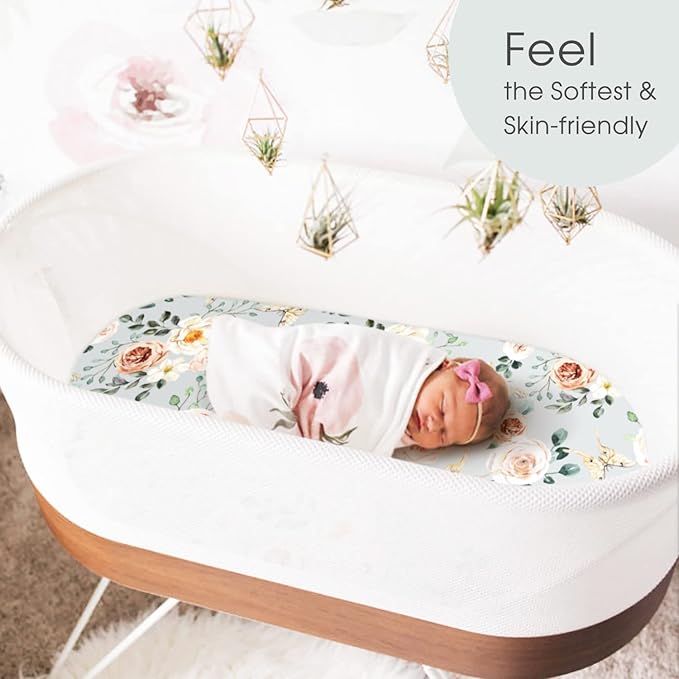 GRSSDER Stretchy Ultra Soft Fitted Bassinet Sheet Set 2 Pack - Image 4