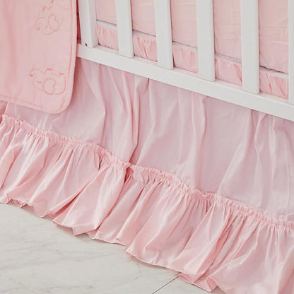 Brandream Crib Bed Skirt for Baby Girls Boys Blush Pink Boho Bohemian Solid - Image 3