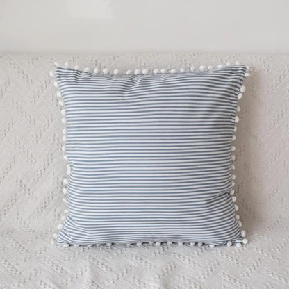 HOPLEE Decorative Blue Stripe Pillow Covers 20x20 Farmhouse Pom Pom Pillows - Image 5