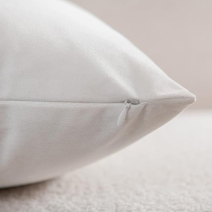Decorative Pillow Cases 12x20 White : 2 Pack Cozy Soft Velvet Rectangular Throw - Image 2