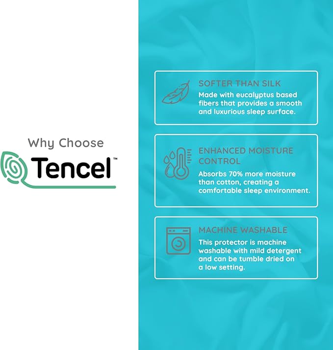PUREgrace Tencel Mattress Protector – Waterproof, Noiseless Cover, Soft and - Image 3