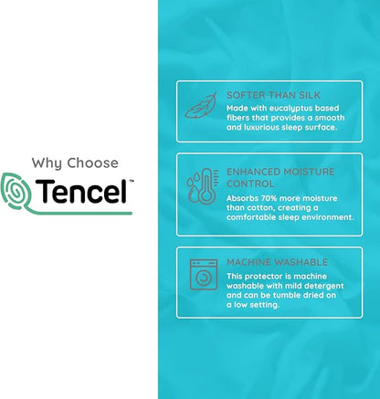 PUREgrace Tencel Mattress Protector – Waterproof, Noiseless Cover, Soft and - Image 3