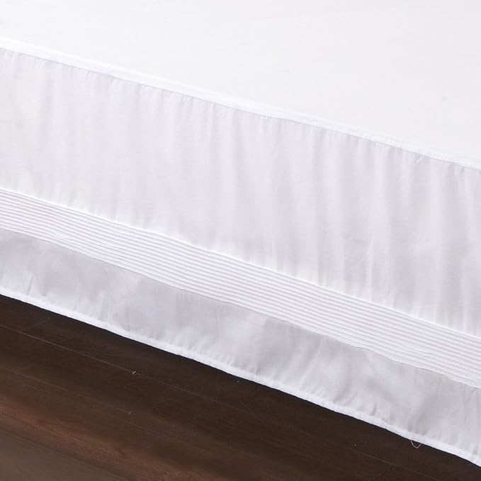 Valea Home Bed Skirt with Stitch on White Dust Ruffle with Split Corners - Image 2