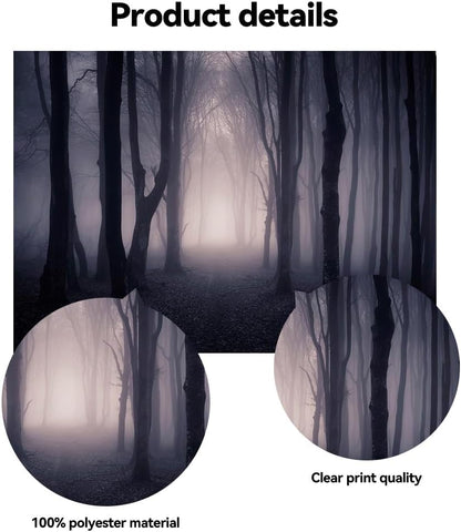 10x8 FT Spooky Forest Backdrop Scary Halloween Themed Party Photo Backdrop Dark Misty Woods Party Decorations Academia Photography Background Photo Booth Props Polyester