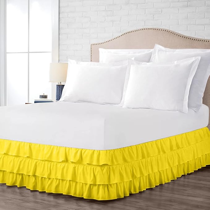 Multi-Ruffle Bed Skirt, Soft Multi Ruffle Bed Skirt Elastic Dust Ruffles - Image 5