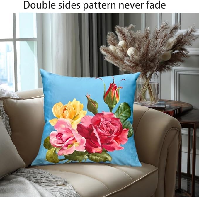Elegant Decorative Floral Rose Throw Pillow Cover, Double - Image 7