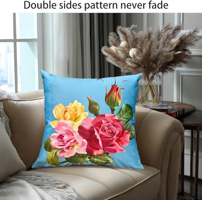 Elegant Decorative Floral Rose Throw Pillow Cover, Double - Image 7