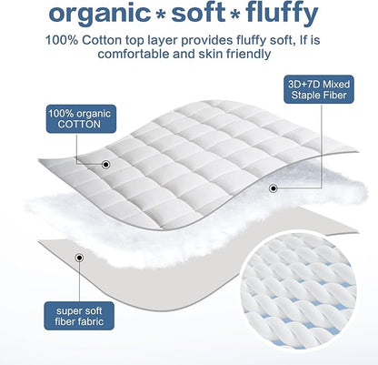 LEISURE TOWN Mattress Pad California King Size Soft Cotton Mattress Cover - Image 3