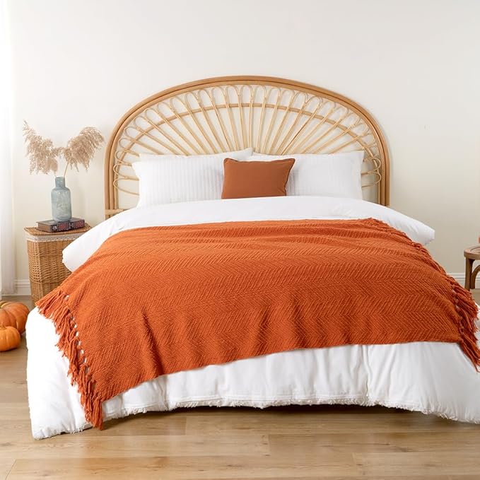 BATTILO HOME Burnt Orange Throw Blanket - Image 5