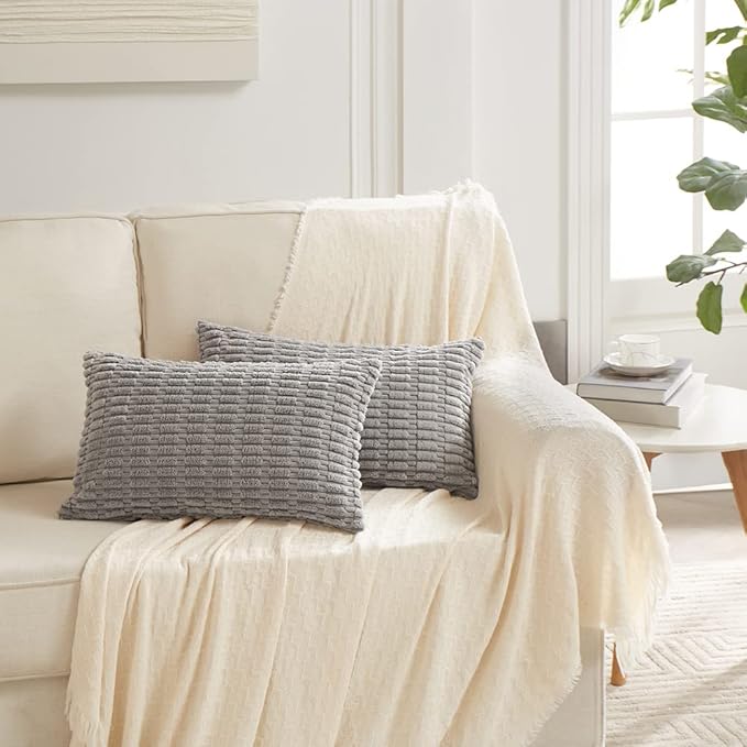 Fancy Homi 4 Packs Grey Decorative Throw Pillow Covers 14x24 Inch - Image 7